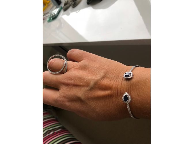 Autre Marque Bracciale in oro bianco con diamanti zaffiri e smeraldi Argento - vista 5