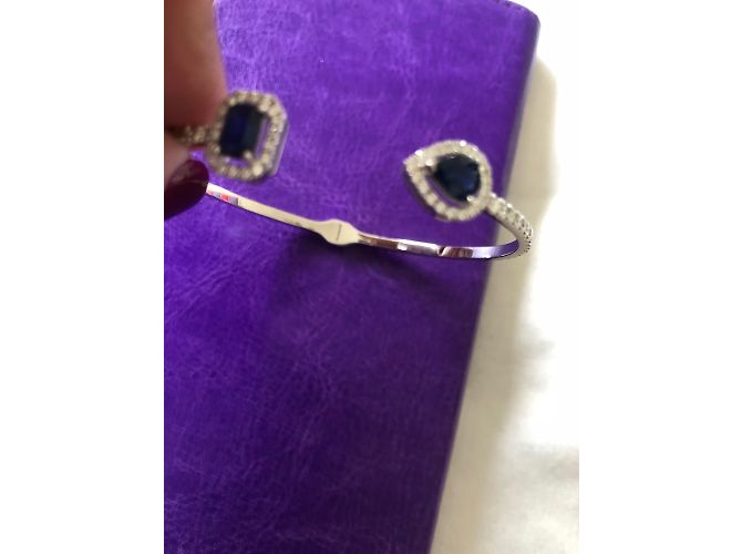 Autre Marque Bracciale in oro bianco con diamanti zaffiri e smeraldi Argento - vista 6