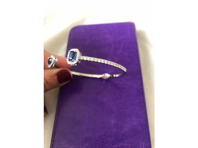 Autre Marque Bracciale in oro bianco con diamanti zaffiri e smeraldi Argento - vista 8