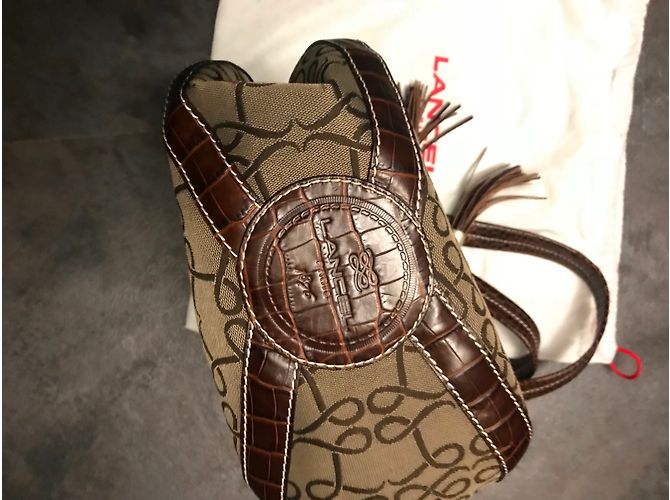 Lancel Borsa a Secchiello Playful Tela Monogramma Beige - vista 5