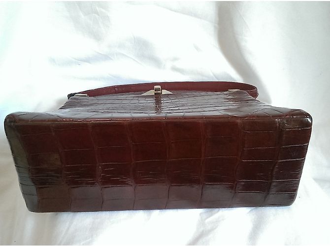 Autre Marque Borsa in pelle di coccodrillo bordeaux Bordò - vista 5