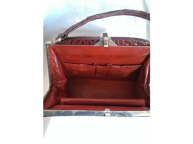 Autre Marque Borsa in pelle di coccodrillo bordeaux Bordò - vista 6