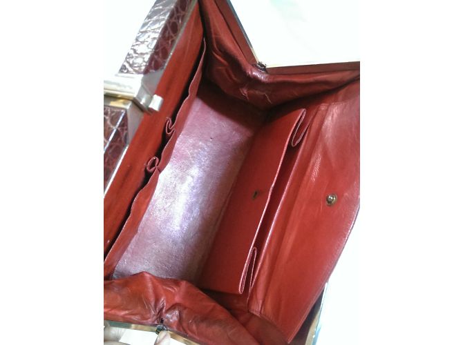 Autre Marque Borsa in pelle di coccodrillo bordeaux Bordò - vista 7