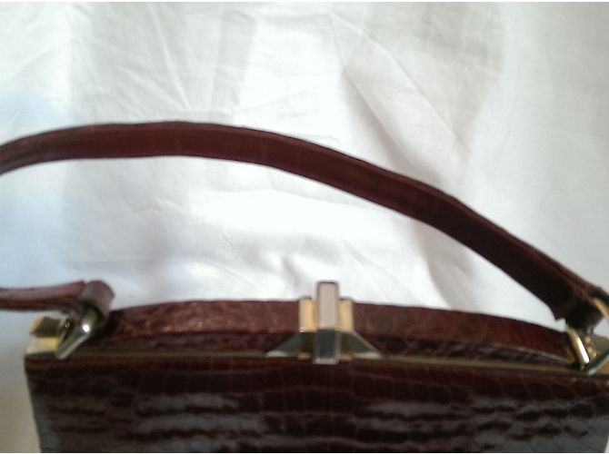 Autre Marque Borsa in pelle di coccodrillo bordeaux Bordò - vista 9