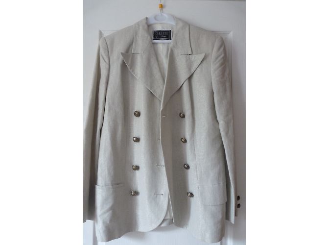Gianni Versace Leinen Jacke Silbern - Ansicht 2