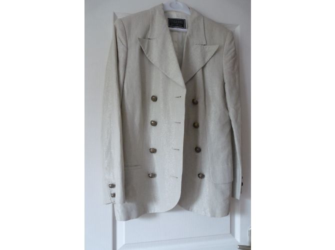 Gianni Versace Leinen Jacke Silbern - Ansicht 4