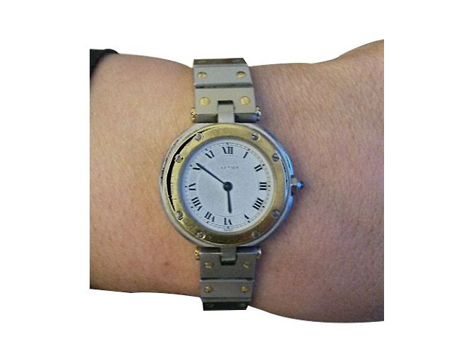 Autre Marque Relógio Cartier Santos Round em ouro e aço 33 mm Dourado - vista 2
