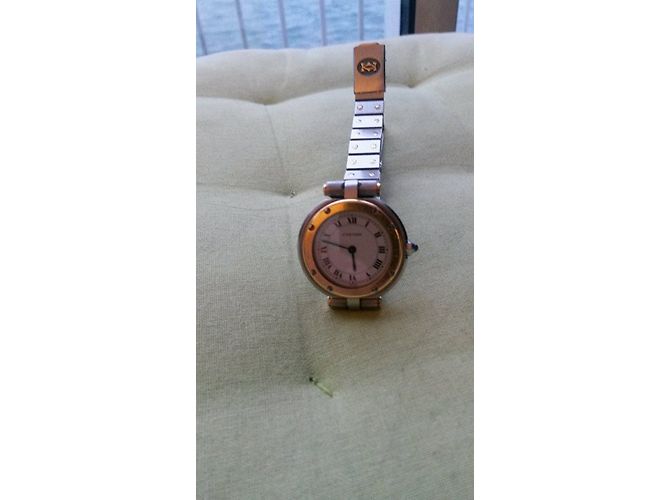 Autre Marque Relógio Cartier Santos Round em ouro e aço 33 mm Dourado - vista 4