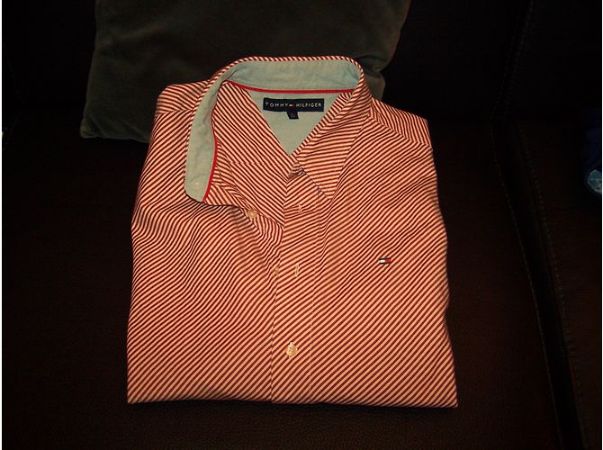Camicia Tommy Hilfiger in cotone a righe bianco e rosso - vista 3