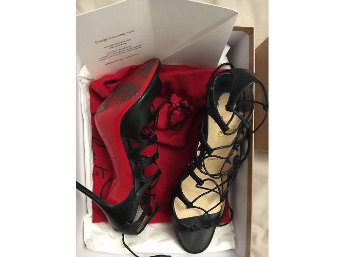 Sandali Christian Louboutin in pelle nera 37 Nero - vista 2