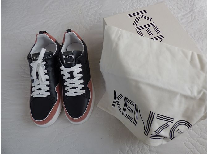 Sneakers Kenzo in pelle nera e rosa Taglia 40 Nero Bianco - vista 13