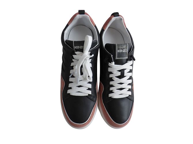 Sneakers Kenzo in pelle nera e rosa Taglia 40 Nero Bianco - vista 2