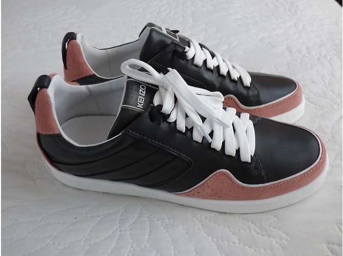 Sneakers Kenzo in pelle nera e rosa Taglia 40 Nero Bianco - vista 3