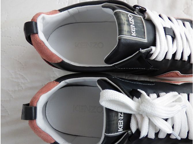 Sneakers Kenzo in pelle nera e rosa Taglia 40 Nero Bianco - vista 6