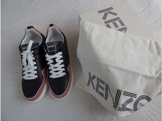 Sneakers Kenzo in pelle nera e rosa Taglia 40 Nero Bianco - vista 9