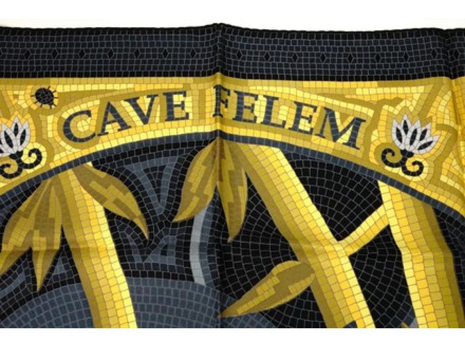 Hermès Bufanda De Seda Felem Cueva Negro - vista 2