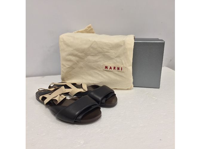 Sandali Marni in pelle marrone cioccolato Marrone scuro - vista 7