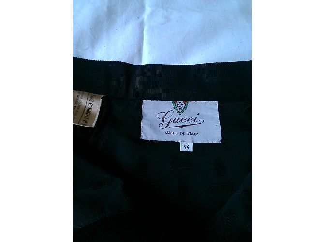 Saia Gucci abotoada em camurça e couro preta Preto - vista 10