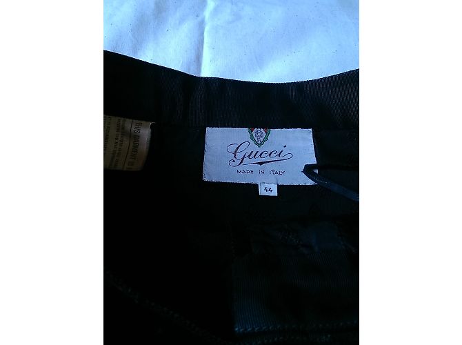 Saia Gucci abotoada em camurça e couro preta Preto - vista 8