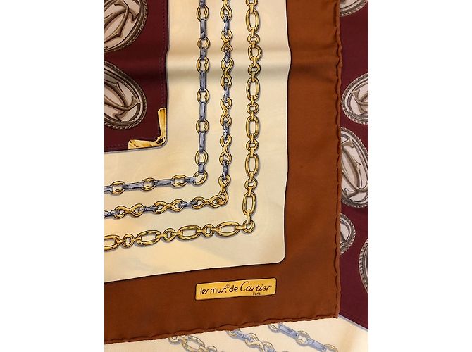Sciarpa vintage "Les must de Cartier" Marrone - vista 13
