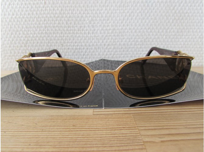 Chanel Occhiali da sole D'oro Marrone chiaro - vista 10