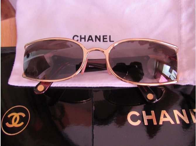 Chanel Occhiali da sole D'oro Marrone chiaro - vista 8