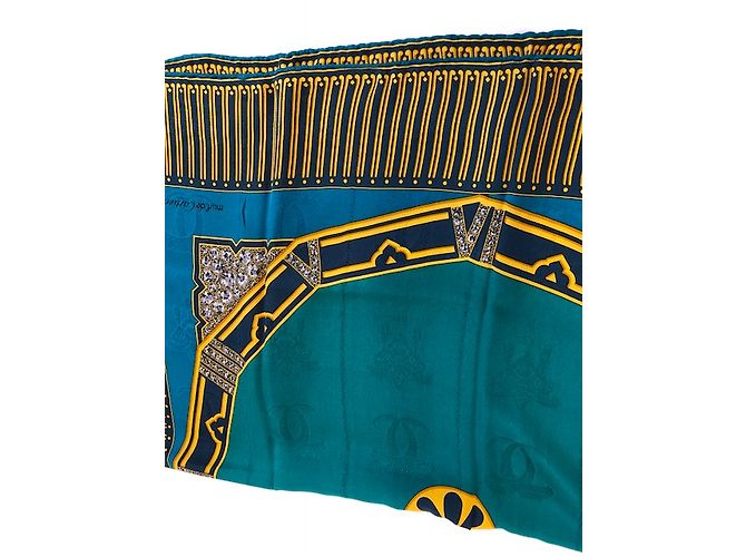 Cartier Sciarpa vintage da collezione Blu Multicolore Verde Giallo - vista 15