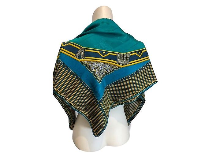 Cartier Sciarpa vintage da collezione Blu Multicolore Verde Giallo - vista 2