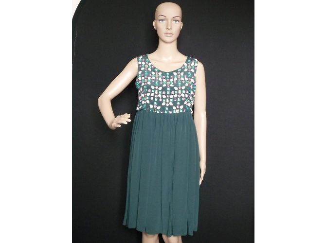 Abito in seta verde Madame A Paris con paillettes multicolore - vista 6