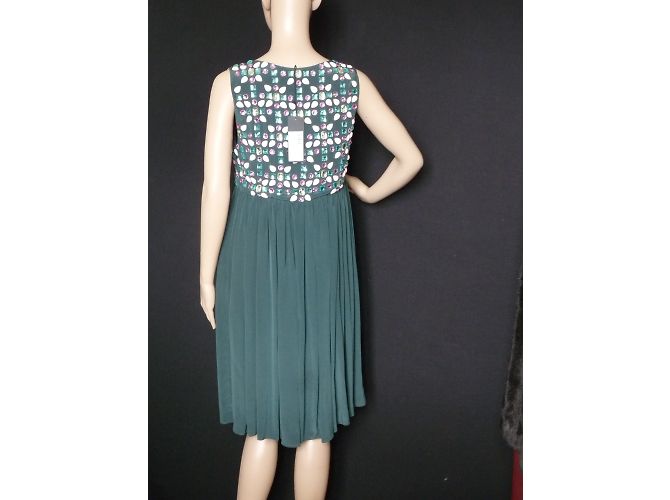 Abito in seta verde Madame A Paris con paillettes multicolore - vista 7