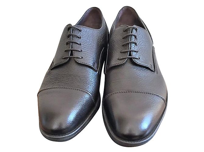 Ermenegildo Zegna scarpe stringate uomo in pelle marrone scuro - vista 2