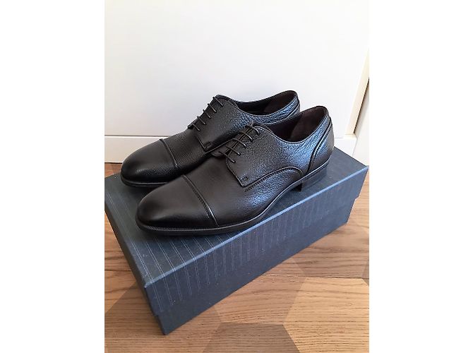 Ermenegildo Zegna scarpe stringate uomo in pelle marrone scuro - vista 3