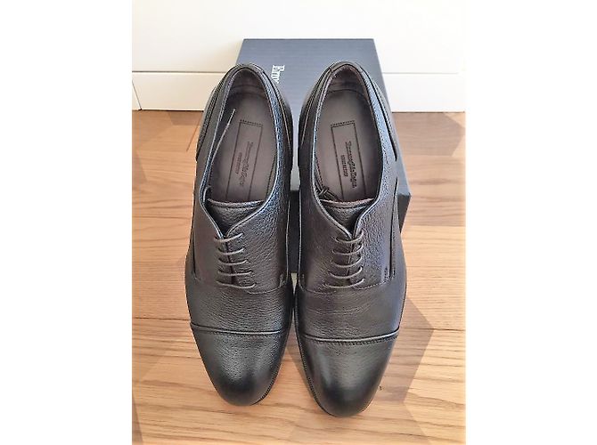 Ermenegildo Zegna scarpe stringate uomo in pelle marrone scuro - vista 4