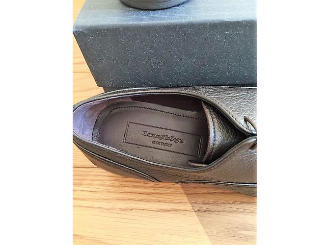 Ermenegildo Zegna scarpe stringate uomo in pelle marrone scuro - vista 6