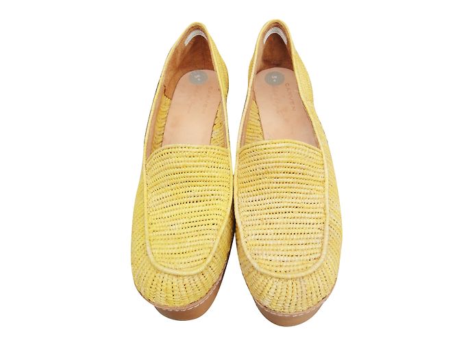 Mocassini Carven in rafia gialla con zeppa Giallo - vista 2