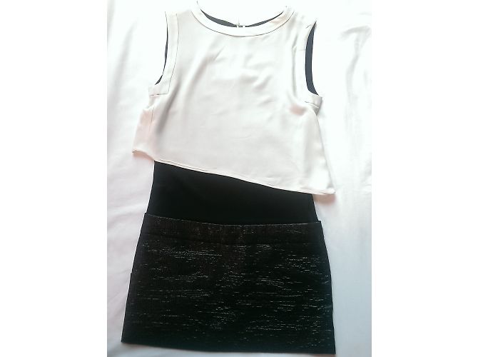 Vestido trompeta Maje Hurray Negro y Crudo - vista 3