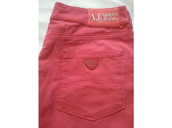 Pantalones rectos Armani Jeans rosa de algodón - vista 10