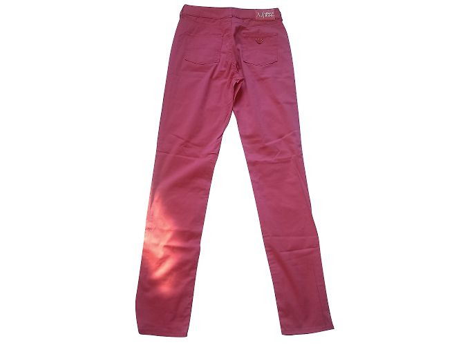 Pantalones rectos Armani Jeans rosa de algodón - vista 2