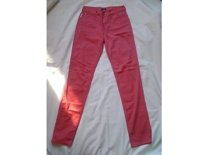 Pantalones rectos Armani Jeans rosa de algodón - vista 3