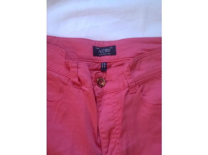 Pantalones rectos Armani Jeans rosa de algodón - vista 5