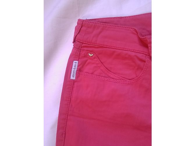 Pantalones rectos Armani Jeans rosa de algodón - vista 6
