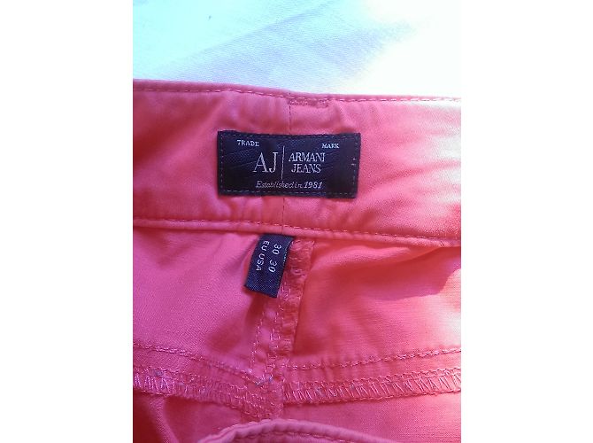 Pantalones rectos Armani Jeans rosa de algodón - vista 8