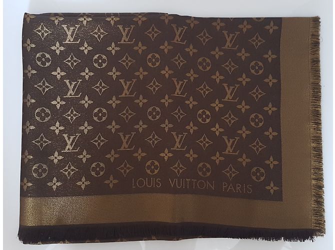 Il monogramma dello scialle Louis Vuitton brilla di marrone - vista 2