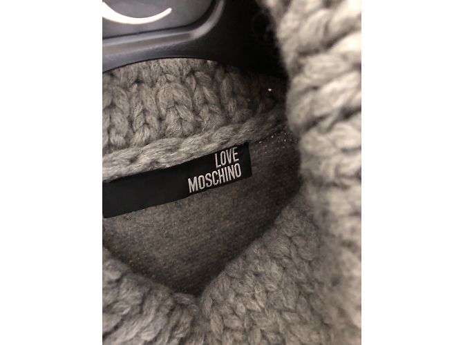 Love Moschino Chaqueta Larga de Lana Gris - vista 3