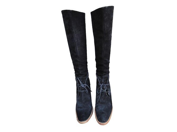 Jean Paul Gaultier Stiefel aus schwarzem Samtkalbsleder - Ansicht 2