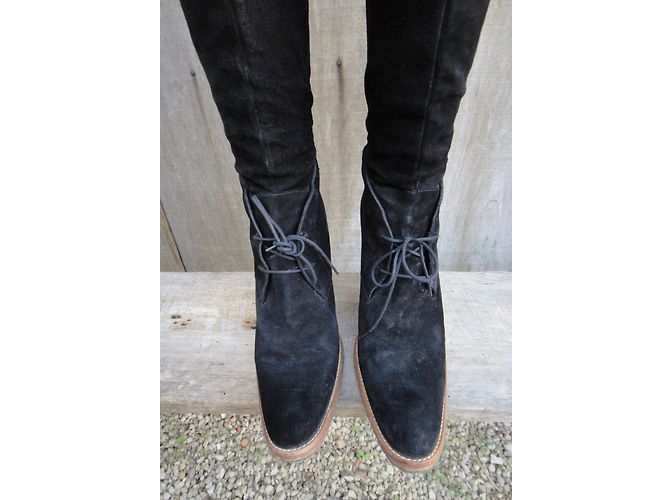 Jean Paul Gaultier Stiefel aus schwarzem Samtkalbsleder - Ansicht 4