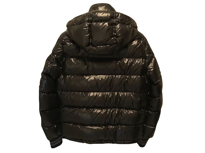 Moncler Black Lacquered Nylon Down Jacket with Removable Hood - view 2