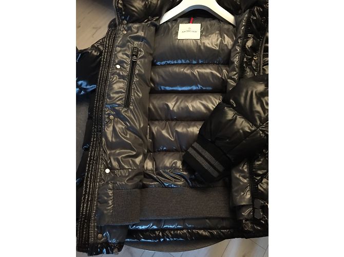 Moncler Black Lacquered Nylon Down Jacket with Removable Hood - view 4