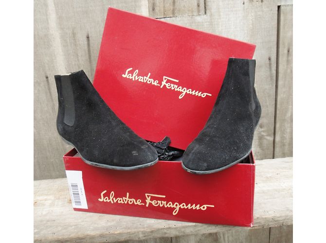 Stivaletti Salvatore Ferragamo Meringa in pelle nera Nero - vista 5