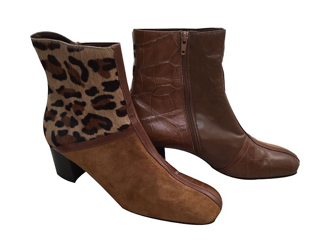 Braccialini Leather Ankle Boots Caramel Leopard Print 39 - view 2